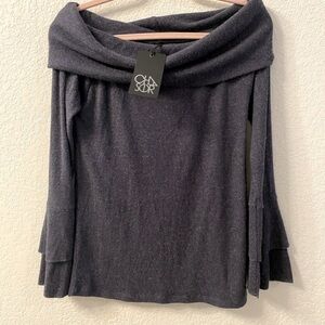 Chaser Off The Shoulder Peplum Sleeve Sweater NWT